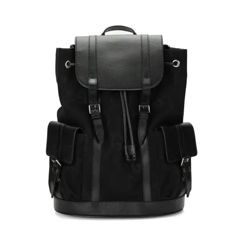 GUCCI Jumbo GG Canvas With Leather Backpack Large Men's Black