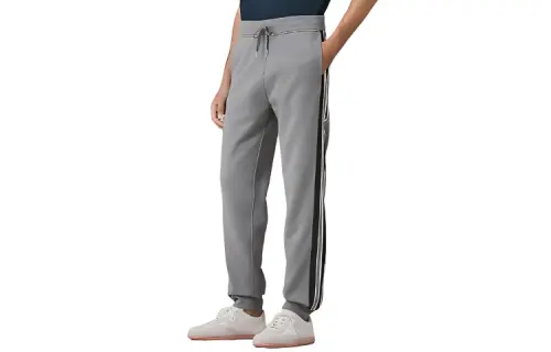 HERMES Knitted Sweatpants Men's Gray Moderate Straight Fit Pants