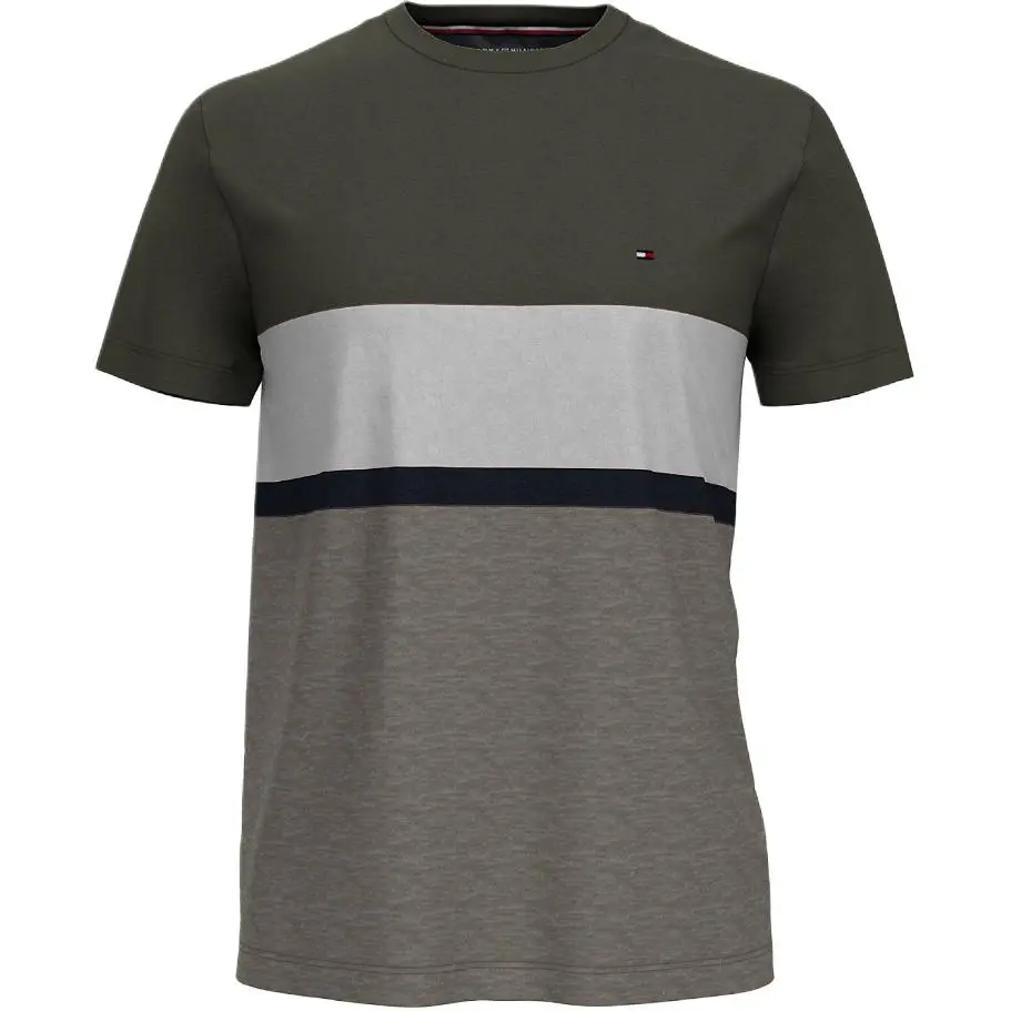 Tommy Hilfiger T-Shirts Men's Army Green Crew Neck Moderate