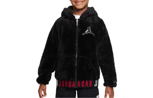 Jordan Children's keep warm black jacket with zipper with hood, with your logo imprint, print