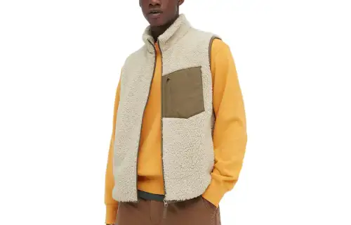 UNIQLO Vests Men's Beige Stand Collar Moderate Other