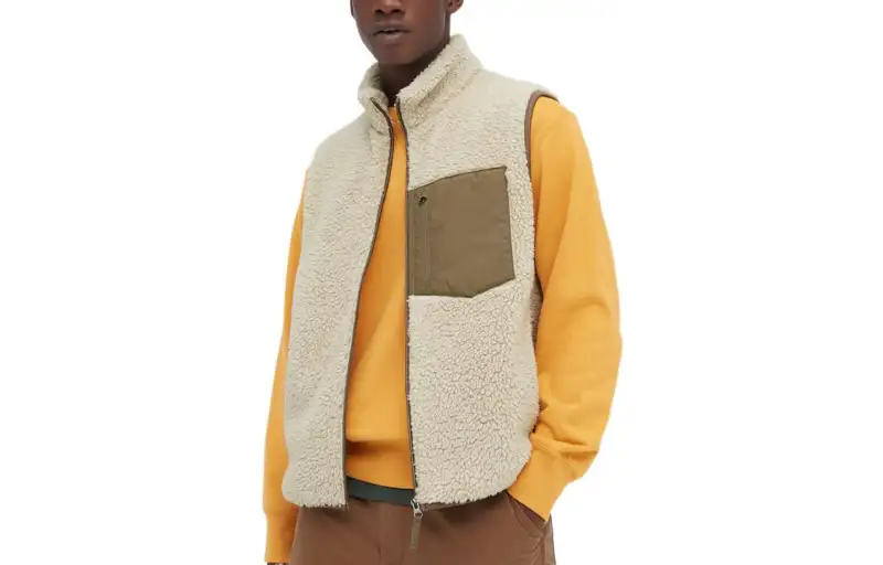 UNIQLO Vests Men's Beige Stand Collar Moderate Other
