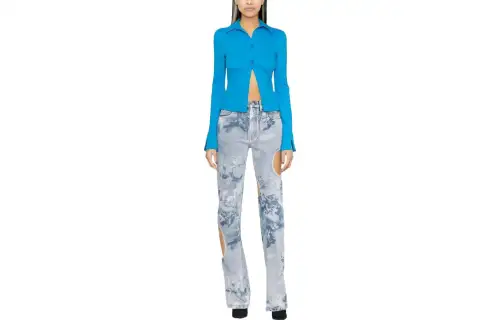 OFF WHITE Shirts Women's Blue Lapel Moderate Other