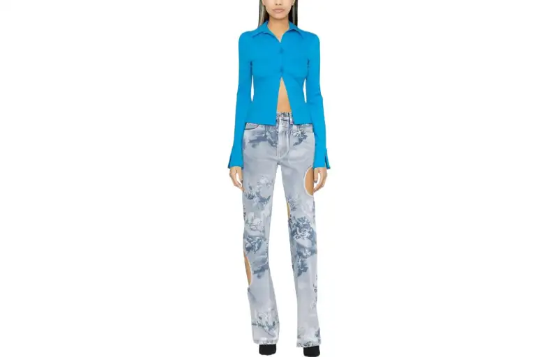 OFF WHITE Shirts Women's Blue Lapel Moderate Other