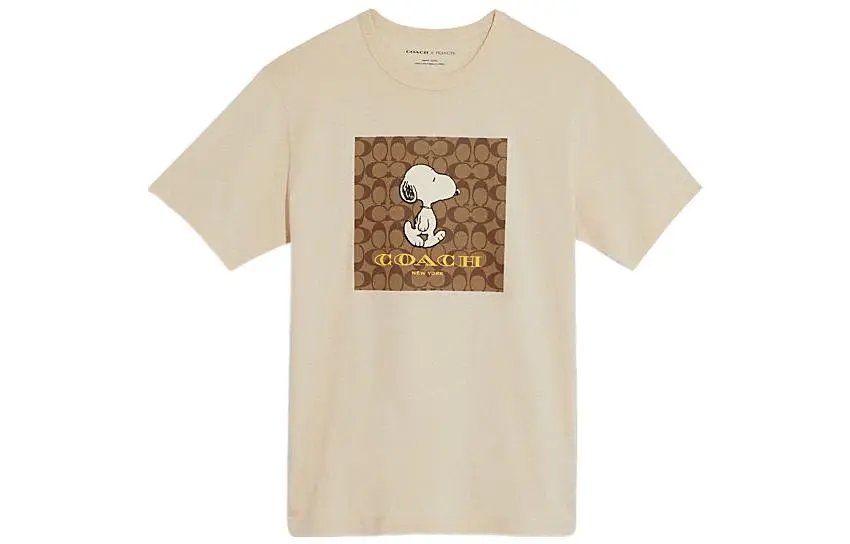 COACH T-Shirts Men's Khaki Crew Neck Moderate