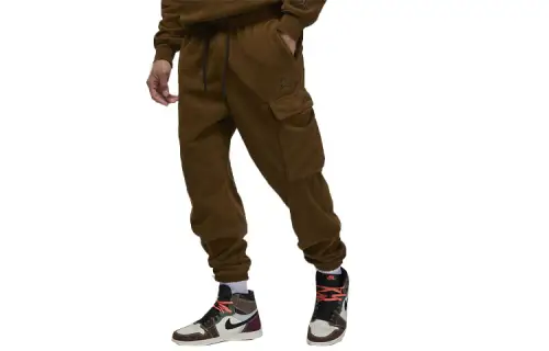 Jordan Knitted Sweatpants Men's Brown Moderate Cuffed Pants