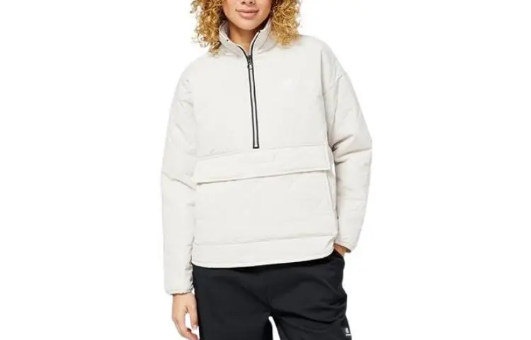 New Balance Jackets Women's White Stand Collar Moderate Straight Fit