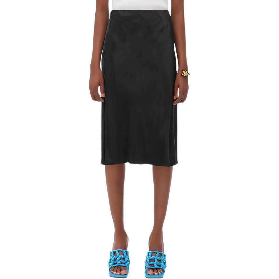 Bottega Veneta Fluid Satin Washed Skirt Black