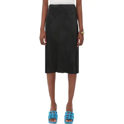 Bottega Veneta Fluid Satin Washed Skirt Black