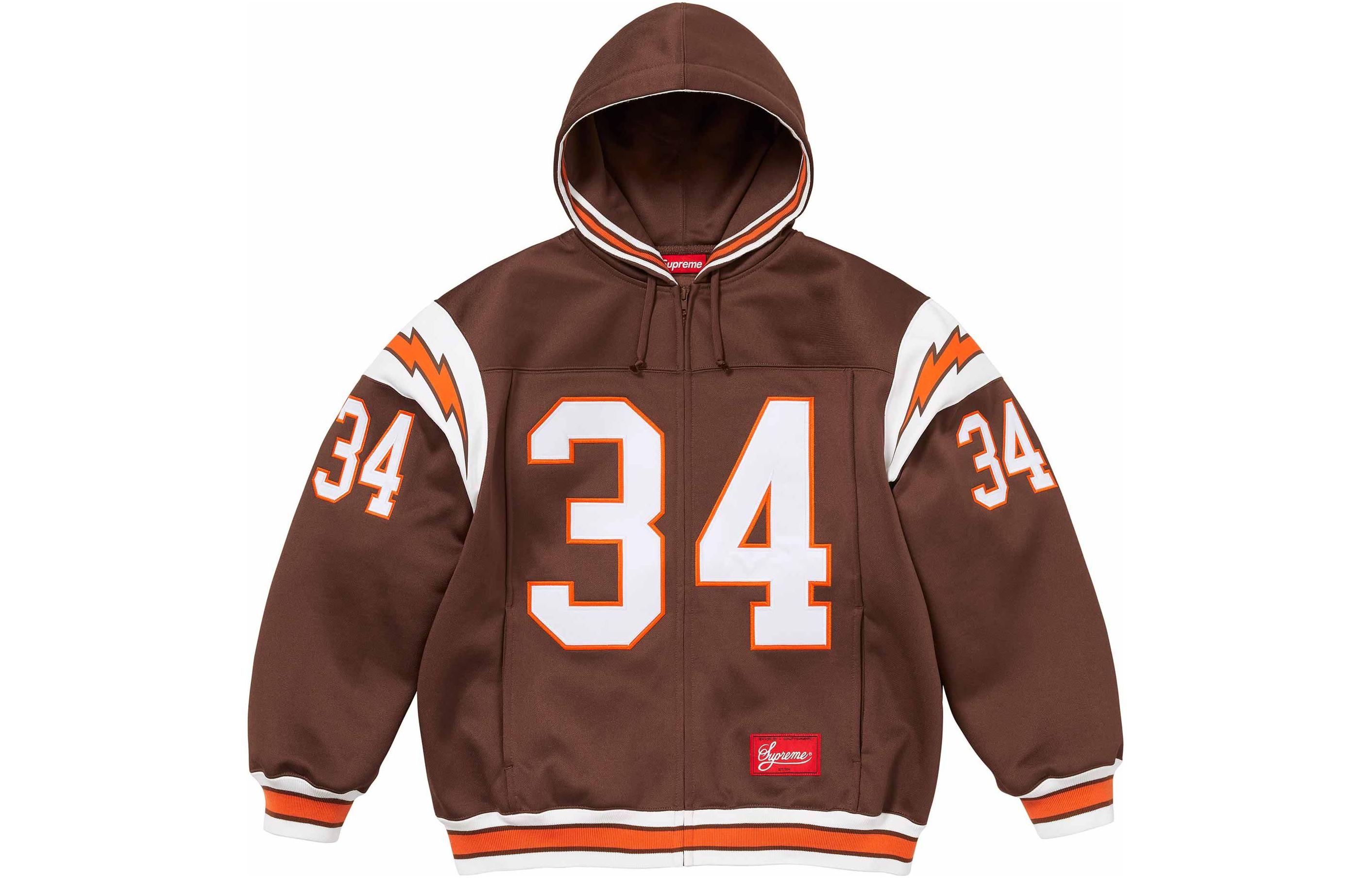 Supreme SS24 WEEK1 FOOTBALL ZIP UP HOODED SWEATSHIRT Digital brand logo hooded casual zipper American trendy jacket, same style for men and women