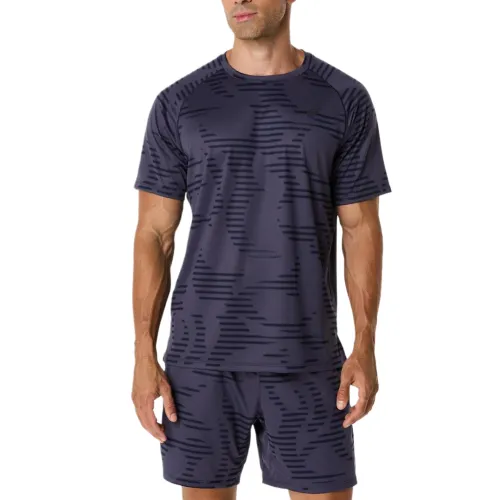 ASICS T Shirts Men's Dark Blue Crew Neck