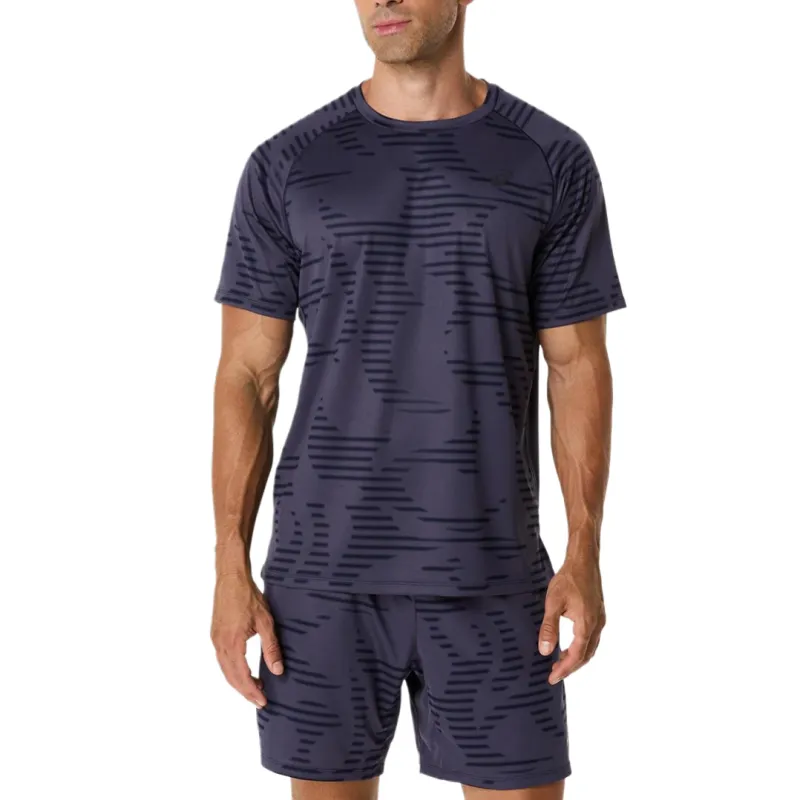 ASICS T Shirts Men's Dark Blue Crew Neck