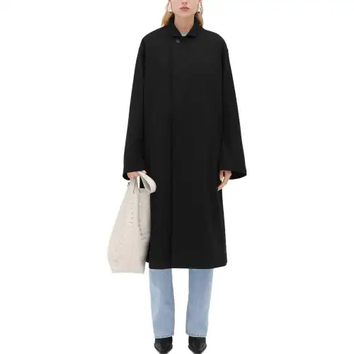Bottega Veneta Coats Women's Black Lapel Moderate Straight Fit