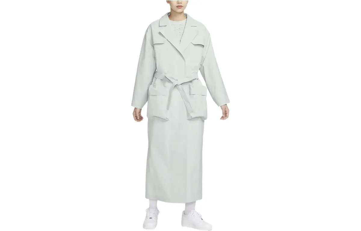 Nike Trench Coats Women's Light Silver Lapel Moderate