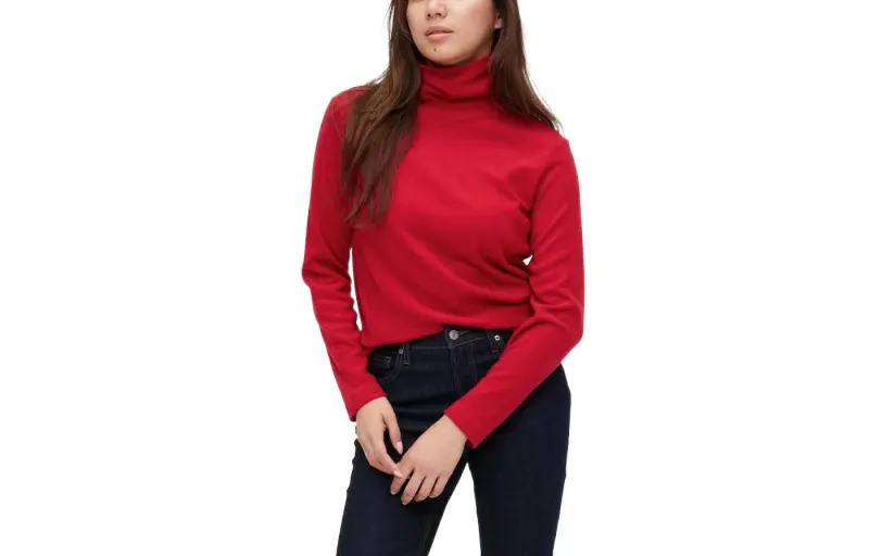 UNIQLO Knitwear Women's Coral Red Turtleneck Moderate Base Layer