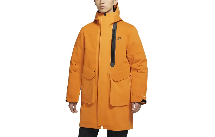 Nike Parka Coats Men's Light Curry Yellow Hooded Moderate