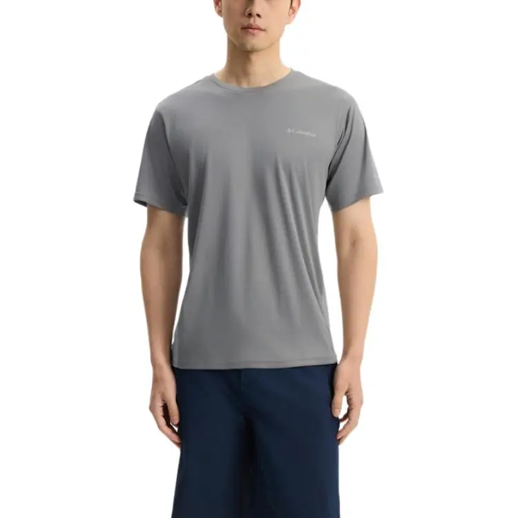 Columbia T-Shirts Unisex 023 Gray Crew Neck Thin Straight Fit