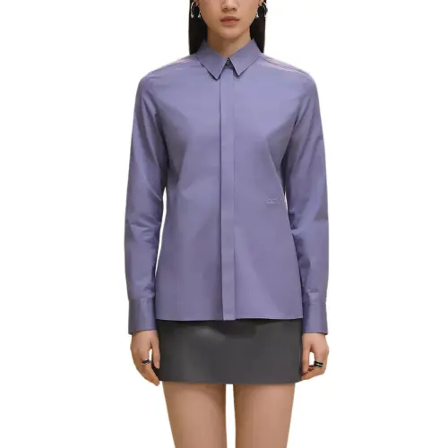 HERMES Shirts Women's Purple Lapel Moderate