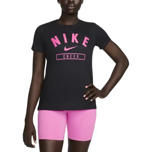 Nike T Shirts Women's Black Crew Neck Moderate Straight Fit