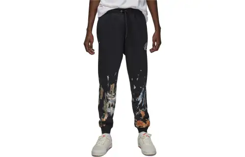 Jordan Knitted Sweatpants Men's Black Moderate Cuffed Pants
