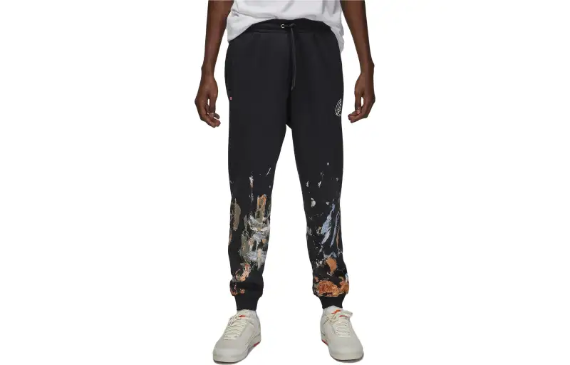Jordan Knitted Sweatpants Men's Black Moderate Cuffed Pants