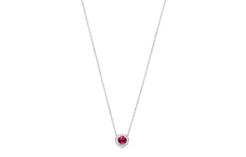 TIFFANY & CO. Tiffany Soleste solid color round mosaic platinum diamond ruby necklace women's silver
