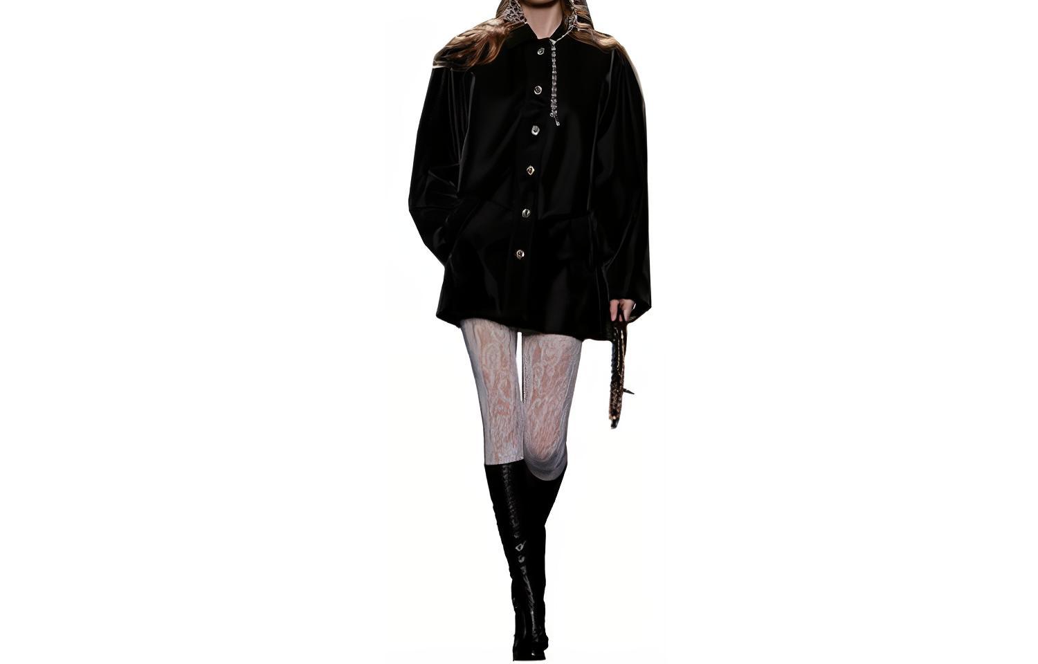 CHANEL Chanel 23 autumn and winter new products 23K solid color camellia single-breasted long-sleeved coat, women's black