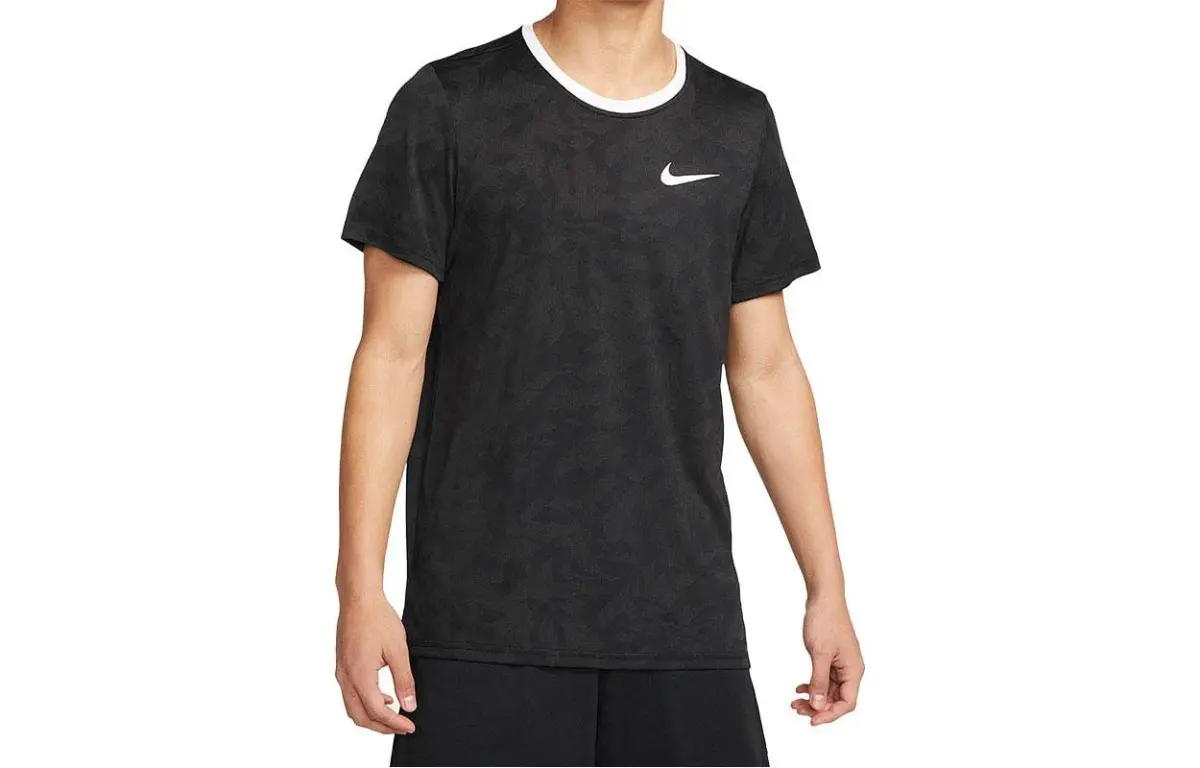 Nike T-Shirts Men's Black Crew Neck Moderate Straight Fit