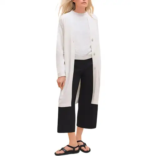 HERMES Knitwear Women's White V Neck Moderate Cardigan