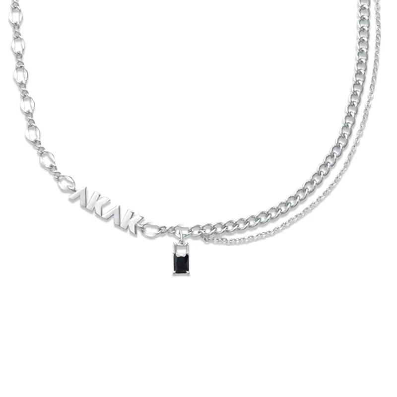 AKAK Alloy Necklaces Unisex Silver White