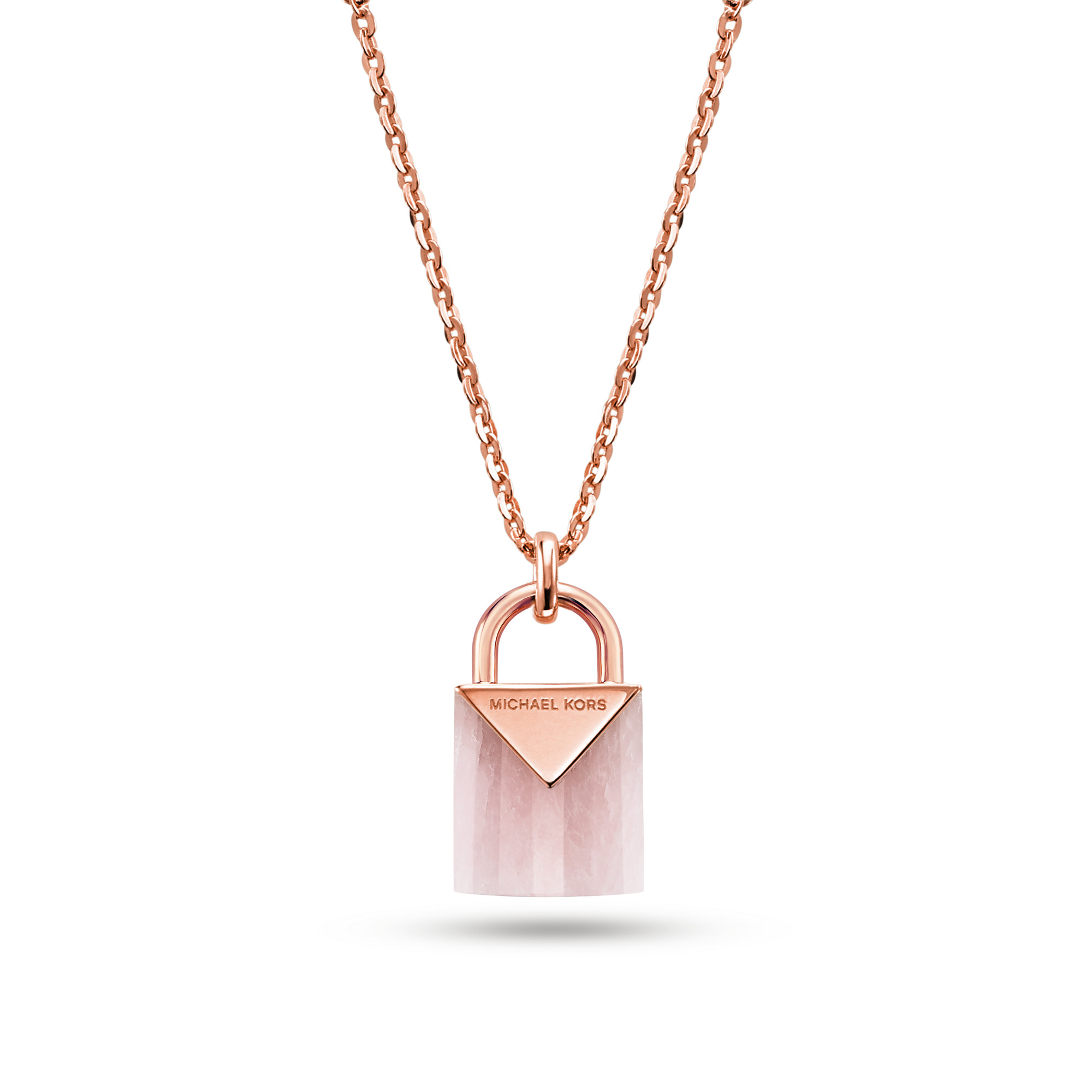 MICHAEL KORS Mike Coles Rose Gold Fashion Lock Necklace Gift Box