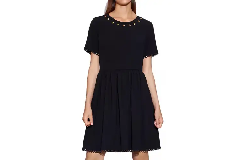 KENZO Short Sleeved Dresses Women's Black Crew Neck Moderate Short