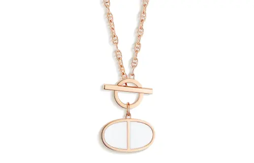 HERMES Chaine D'ancre Verso Pendant Karat Gold Necklaces Women's Rose Gold