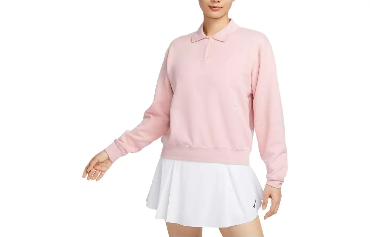 Nike Polo Shirts Women's Oxford Pink Polo Collar Moderate Straight Fit