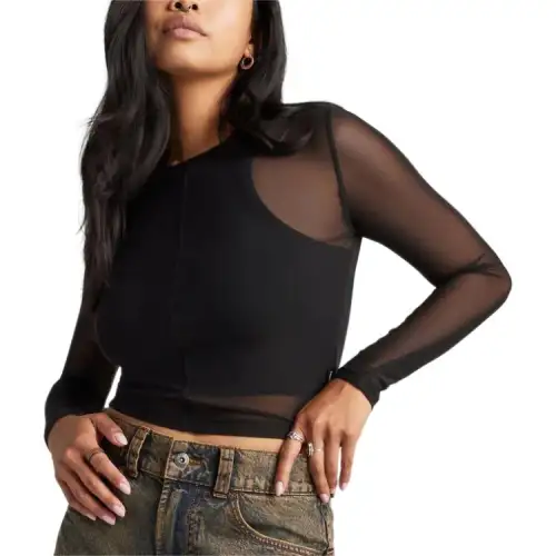 Converse Sheer Mesh Long Sleeve Top
