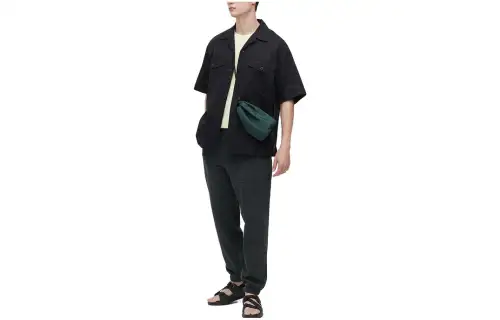 UNIQLO Knitted Sweatpants Unisex Black Moderate Cuffed Pants