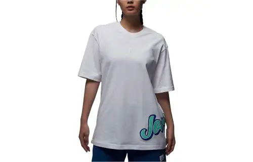 Jordan Drop Shoulder Sleeve T Shirt Women's White