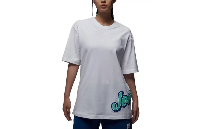 Jordan Drop Shoulder Sleeve T Shirt Women's White
