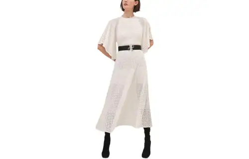 HERMES FW23 Short Sleeved Dress Women's White