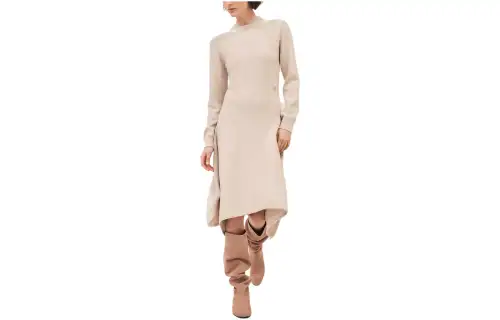 HERMES Long Sleeved Dresses Women's Crew Neck Moderate Mid Length