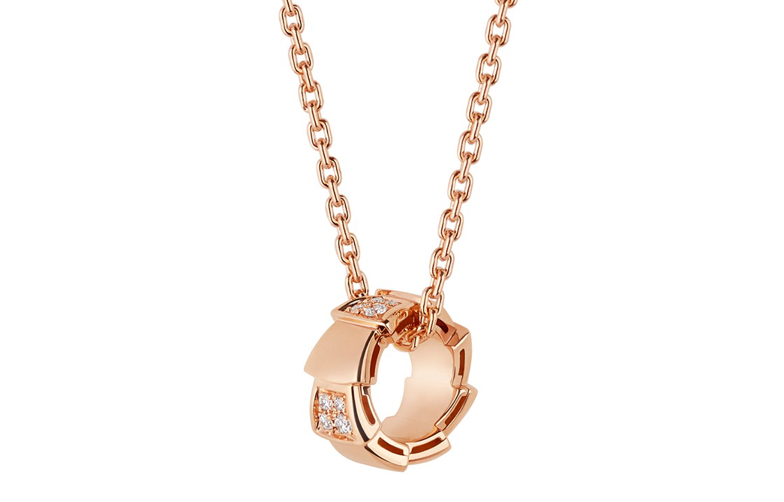 BVLGARI SERPENTI VIPER Diamond Necklaces Unisex Rose Gold