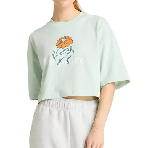 New Balance Flower Drop Shoulder Sleeve T Shirt Women's Green