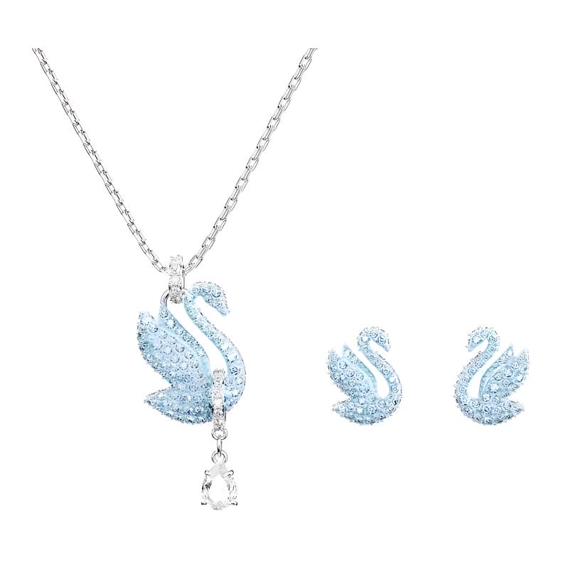 Женское колье Swarovski Swan (синее)