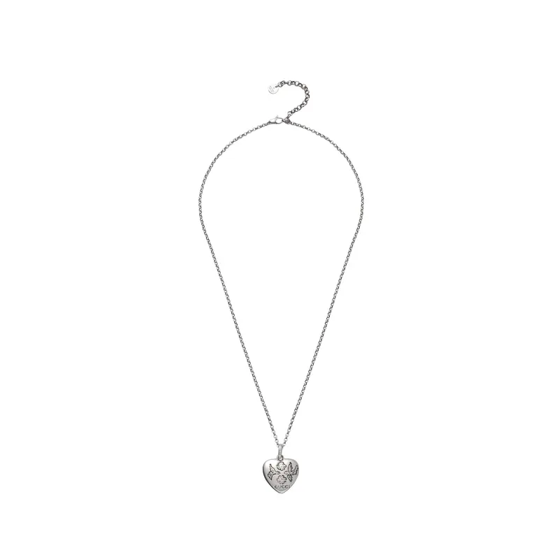 GUCCI Blind For Love 925 Sterling Silver Necklaces Unisex Silver/Black