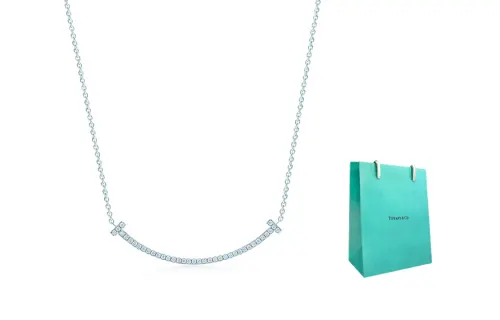 TIFFANY & CO. T White Gold Necklaces Women's Shopping Bag