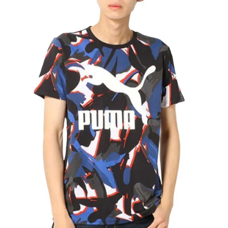 PUMA T-Shirts Men's Camouflage Crew Neck Moderate Straight Fit