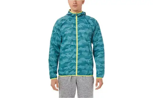 ASICS Jackets Men's Dusty Pine Blue Hooded Moderate Other