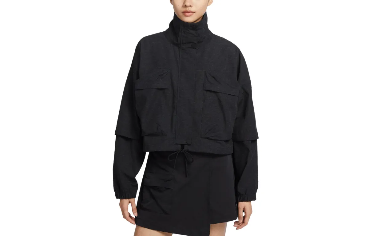 Nike Cropped Coats Women's Toned Black Stand Collar Moderate