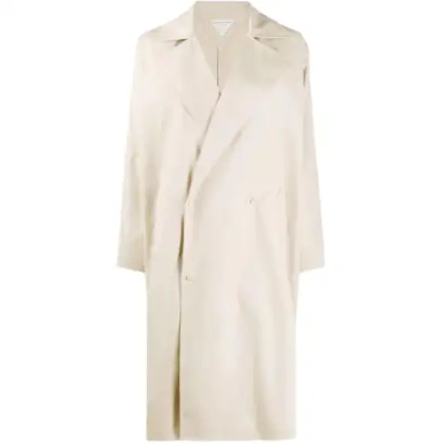 Bottega Veneta Trench Coats Women's Beige Lapel Moderate