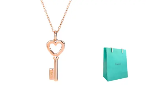 TIFFANY & CO. Tiffany, golden necklace heart shaped for keys, pink gold